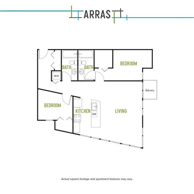 Two Bed Two Bath D 1 2-605 floor plan