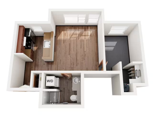 535 SF - 1 Bedroom 34-3427 floor plan