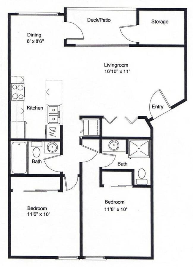 2 Bedroom Common 201 floor plan