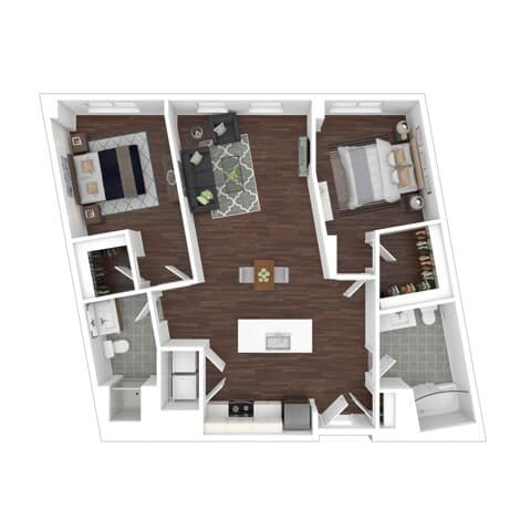 Two Bedroom One Bath - 1091 226 floor plan