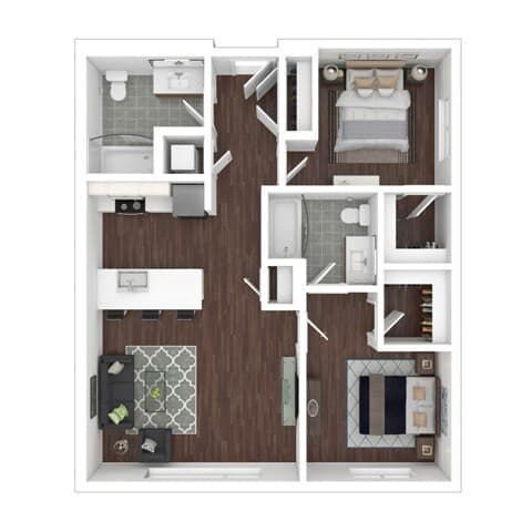 Two Bedroom Two Bath - 938 729 floor plan