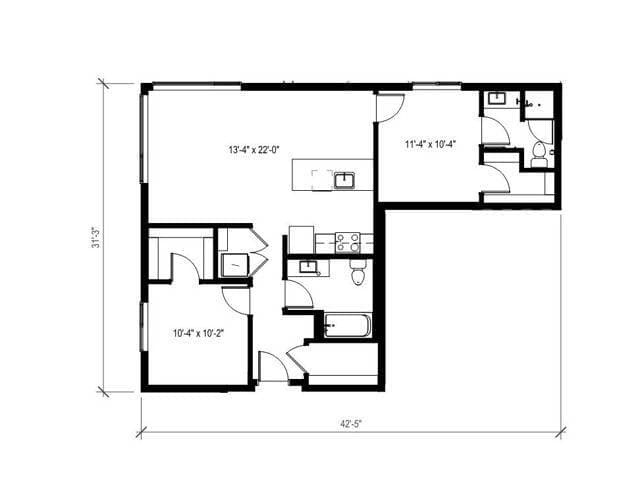 Two Bedroom Two Bath - 962 341 floor plan