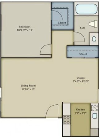 1x1 R floor plan