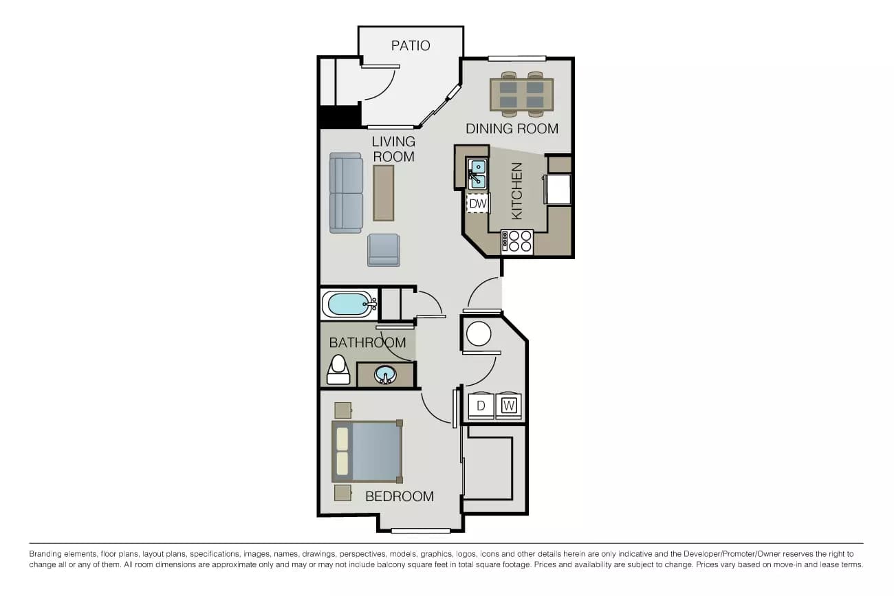 1 Bed 1 Bath C202 floor plan