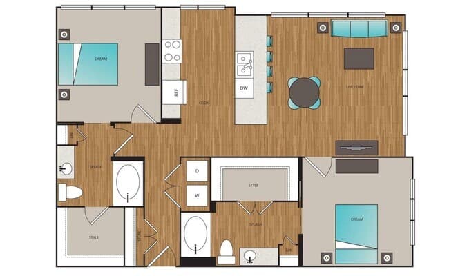 2x2 H 211 floor plan