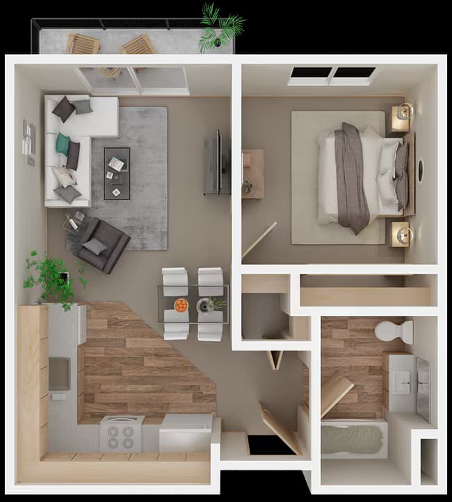 1 Bed 1 Bath Age 55 plus 125 floor plan