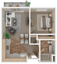 1 Bed 1 Bath Age 55 plus 128 floor plan