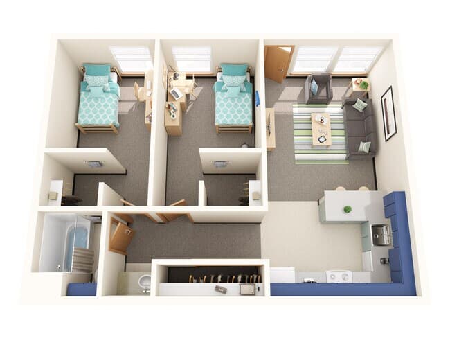 2-Bedroom Private floor plan