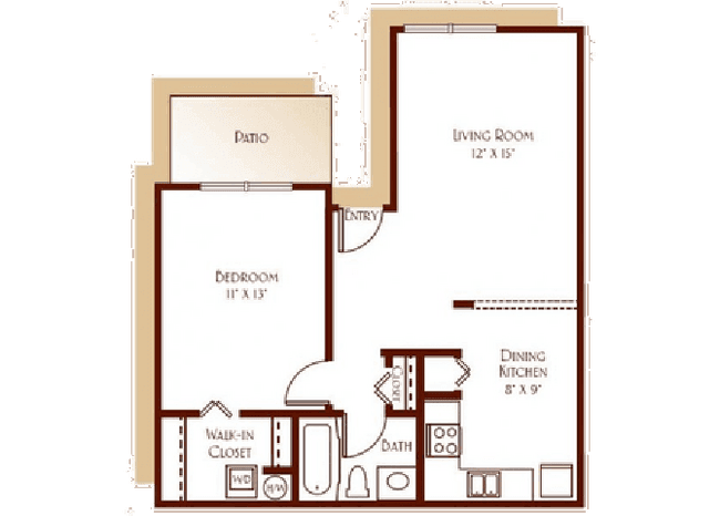 1 Bed 1 Bath 78H floor plan