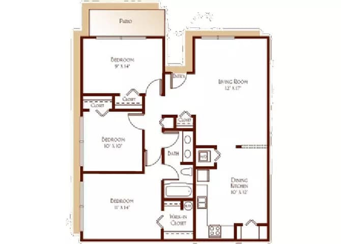 3 Beds 1 Bath 78LA floor plan