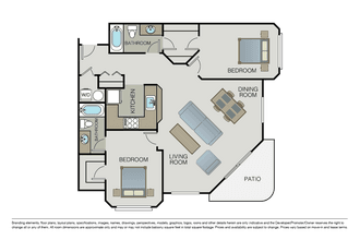 2 Bed 2 Bath 01649 floor plan