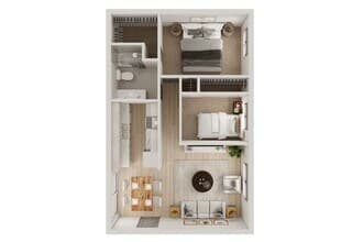 2x1 - 672 sq. ft. 86th 1-15 floor plan