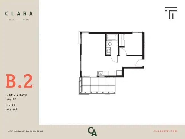 1 Bed 1 Bath - 487 sqft 504 floor plan