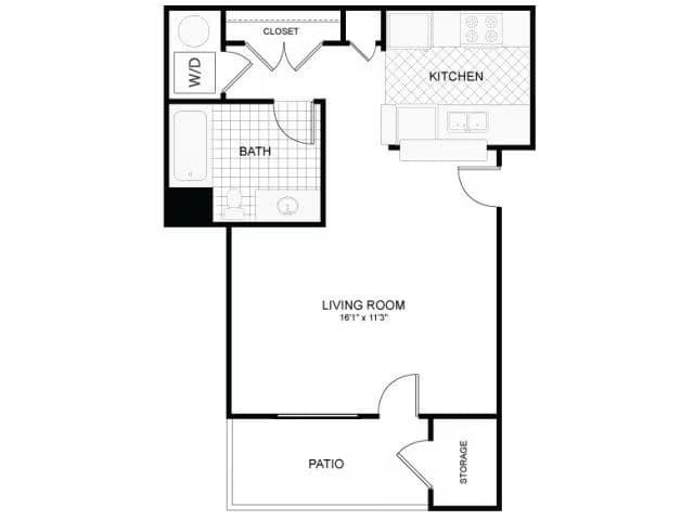 Studio E-302 floor plan
