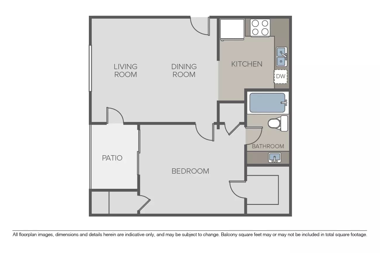 Plan 1D (1 Bed, 1 Bath) T106 floor plan