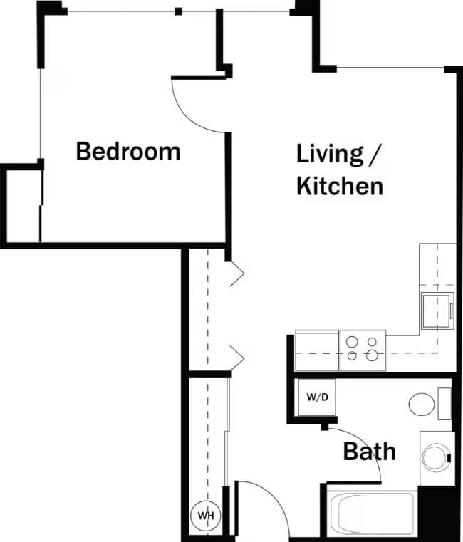 1 Bedroom, 1 Bath A - Renovated 417 floor plan