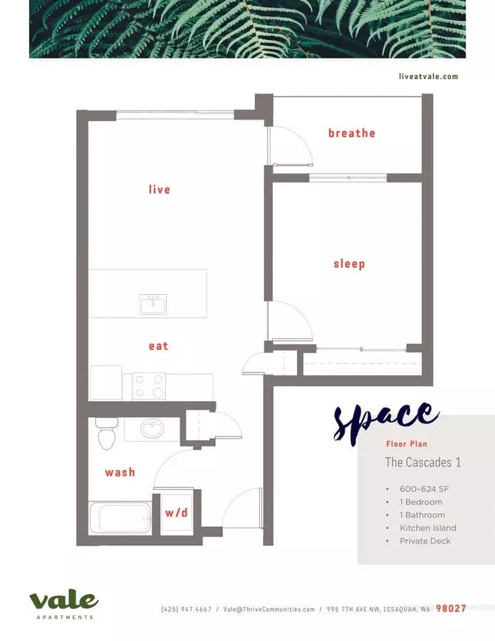 Open 1x1 - A 208 floor plan