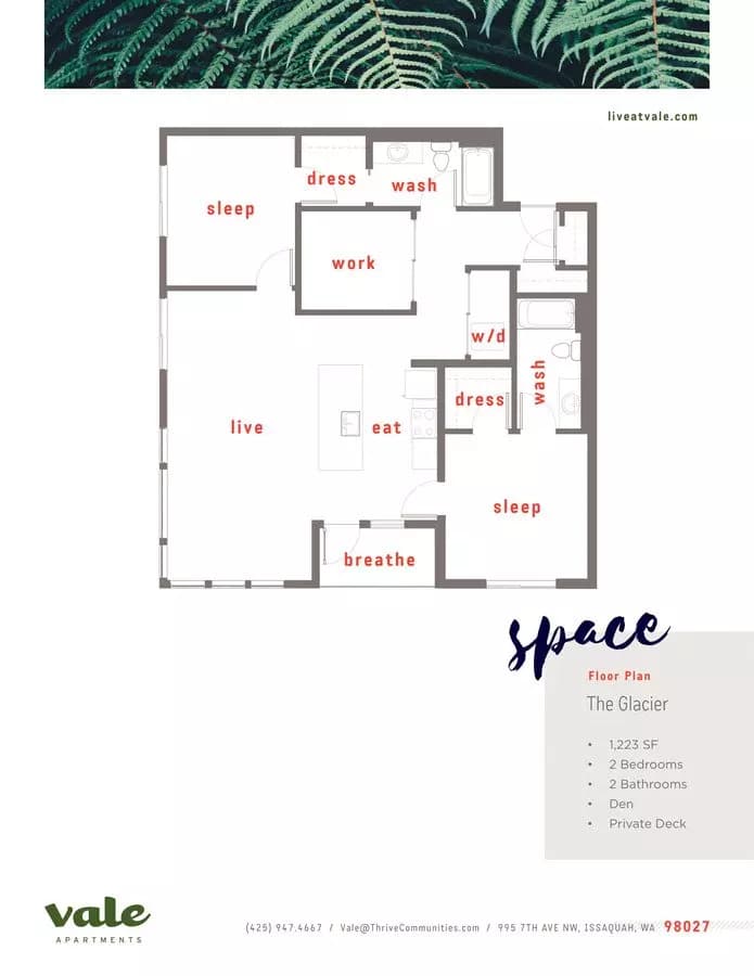 2x2 + Den - A 430 floor plan