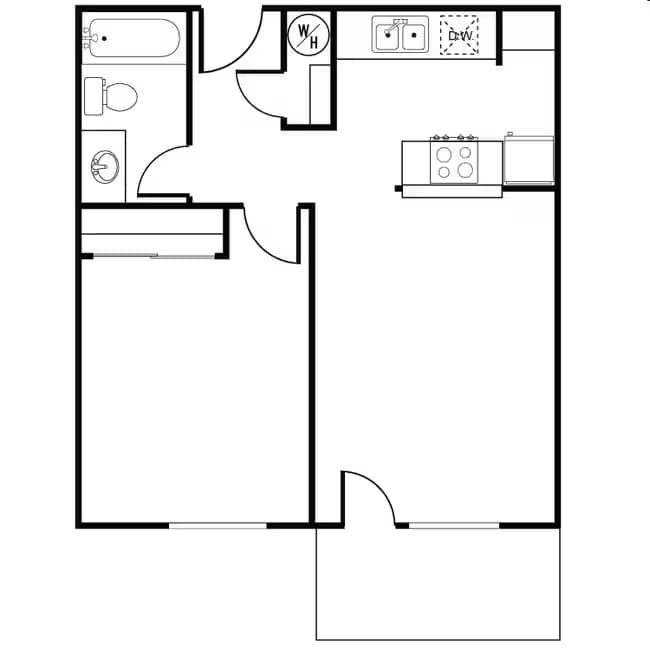 1 Bed 1 Bath A301 floor plan