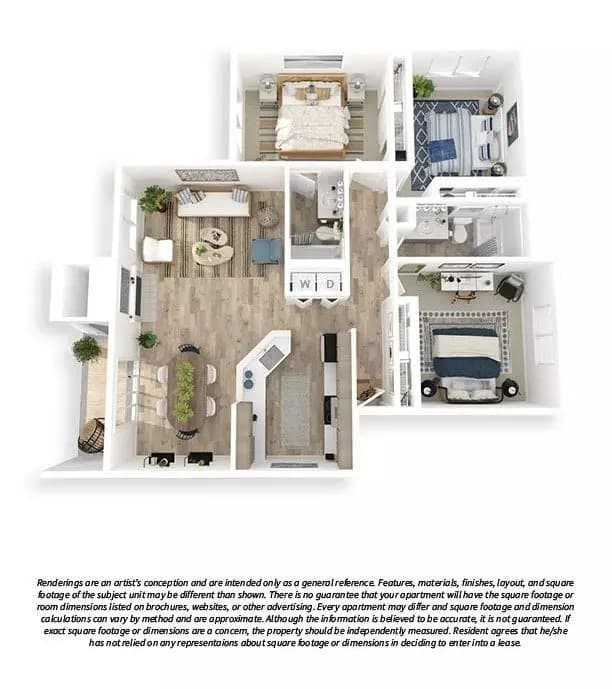 3x2 Renovated D-204 floor plan