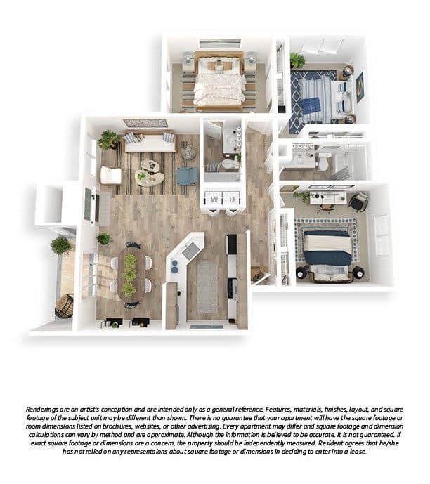 3x2 Renovated N-204 floor plan
