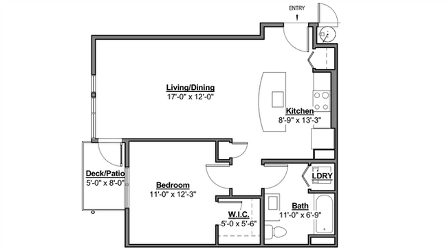 1 Bed 1 Bath P174 floor plan
