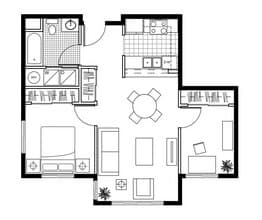 1 Bedroom 1 Bath Apartment with Den C202 floor plan