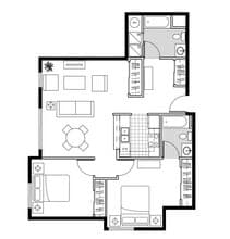 2 Bedroom 2 Bath Apartment C101 floor plan