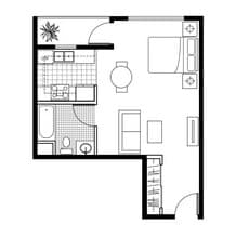 Studio B108 floor plan