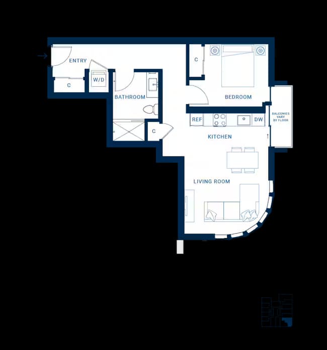 1x1 I 615 floor plan