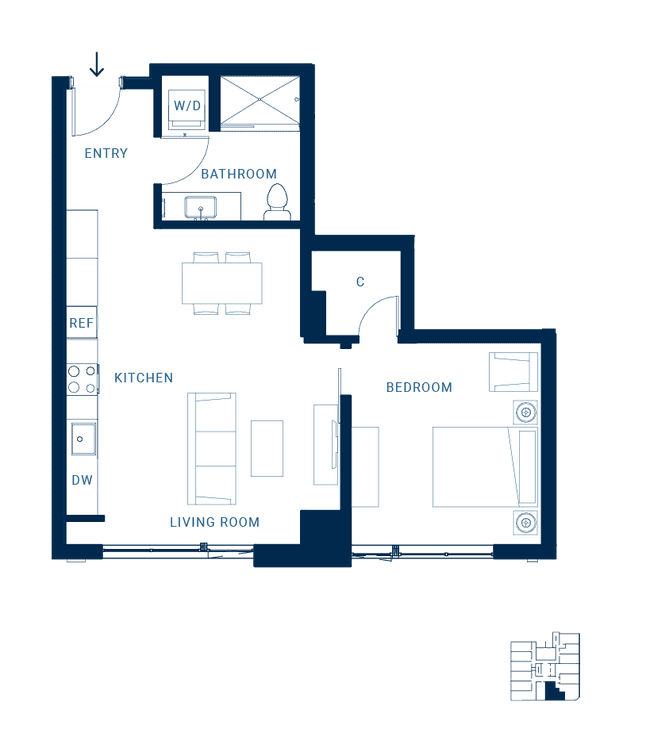 1x1 L 118 floor plan