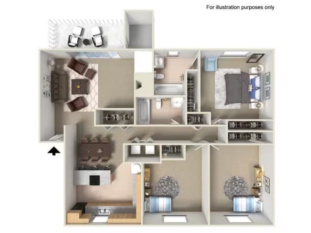 3x2 Lower Floor Premium O103 floor plan