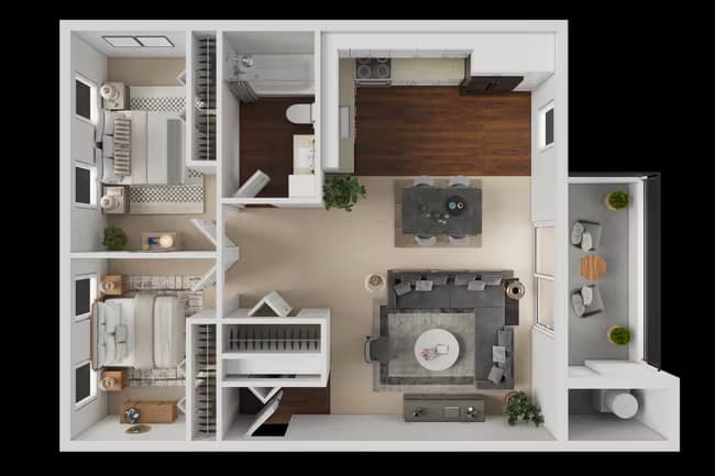 2BD, 1BTH F150 floor plan