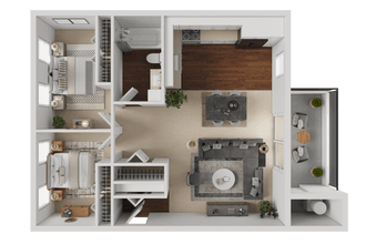 2BD, 1BTH H211 floor plan