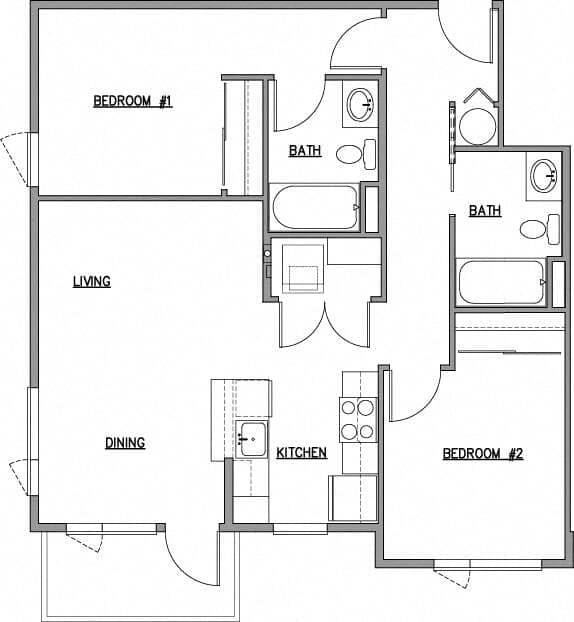 2 Bed 2 Bath A 307B floor plan