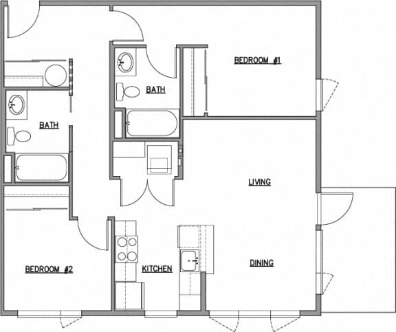 2 Bed 2 Bath B 101B floor plan