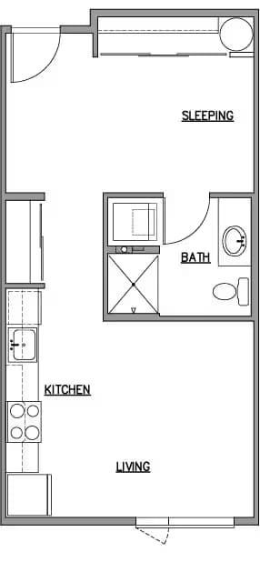Open One Bedroom C 202B floor plan