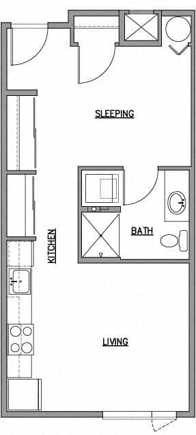 Open One Bedroom E 405A floor plan