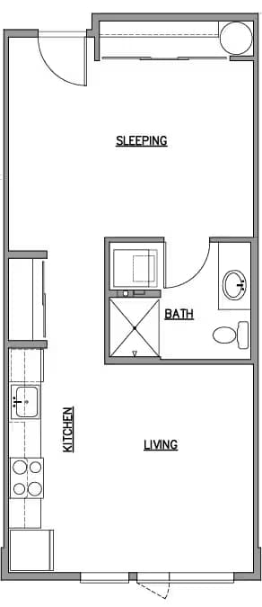 Open One Bedroom F 503A floor plan