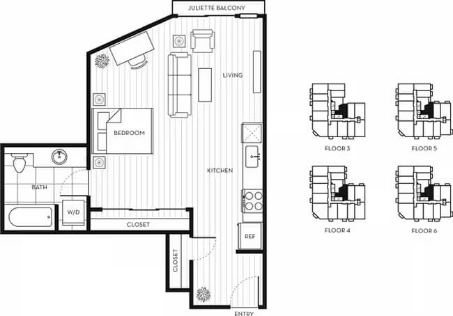 Studio A 406 floor plan