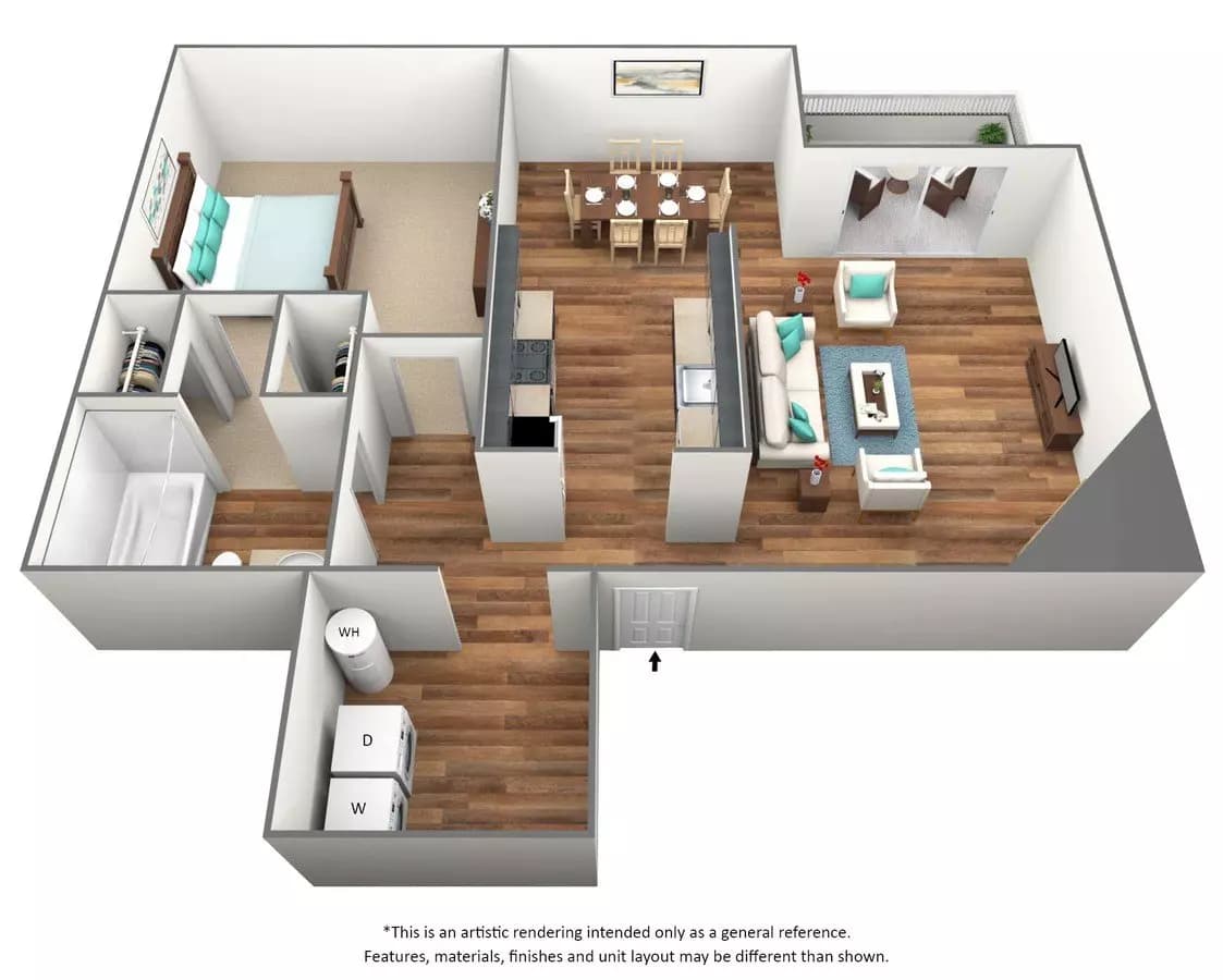 1 Bed 1 Bath Classic - A1C D334 floor plan