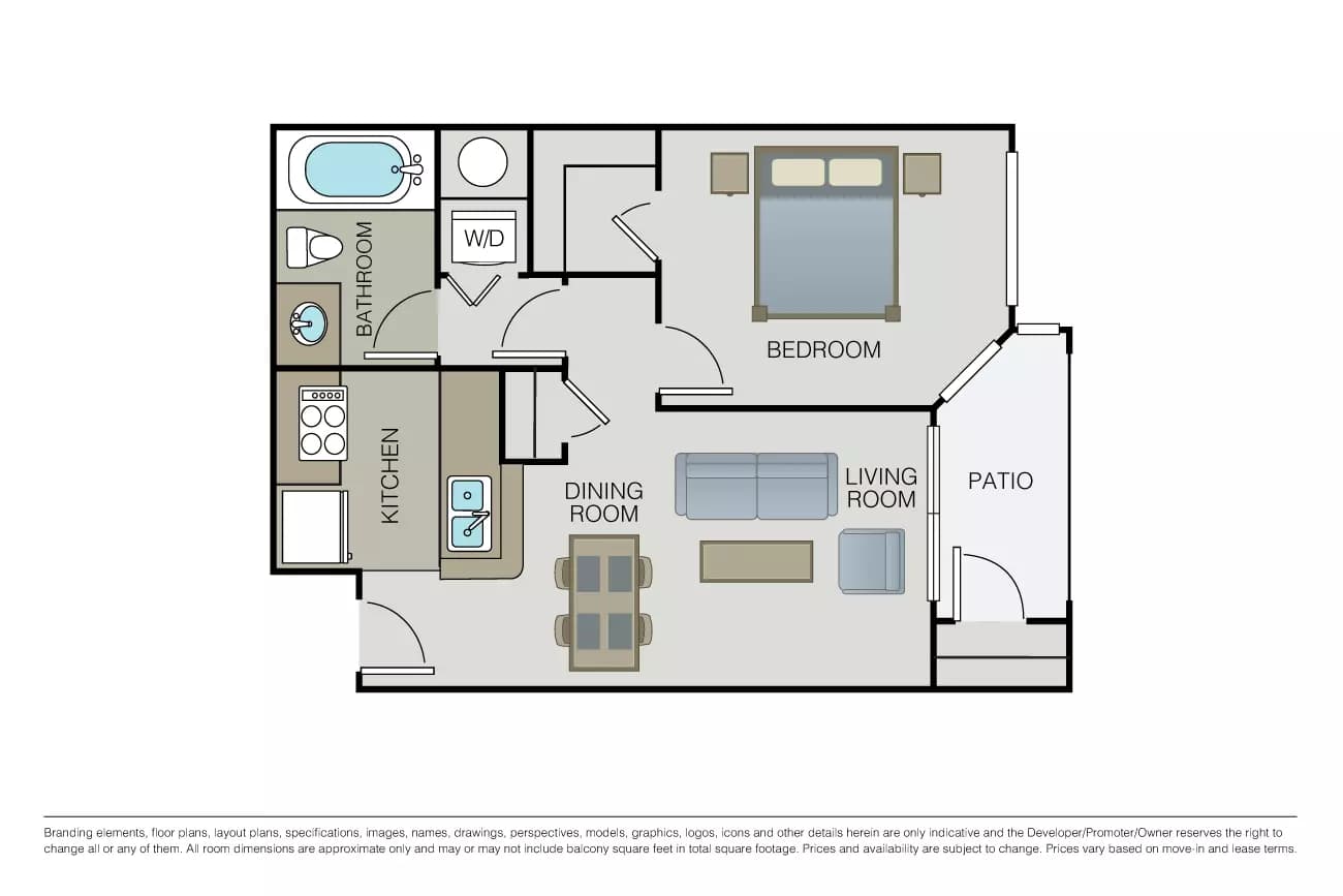 1 Bed 1 Bath A203 floor plan