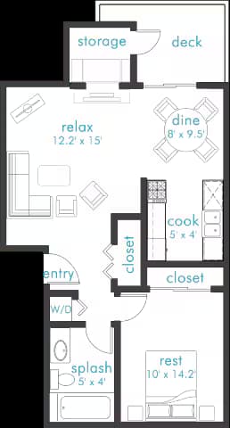 1 Bed 1 Bath G24 floor plan
