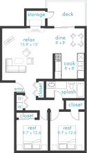 2 Bed 1 Bath E08 floor plan