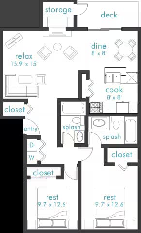 2 Bed 2 Bath G04 floor plan