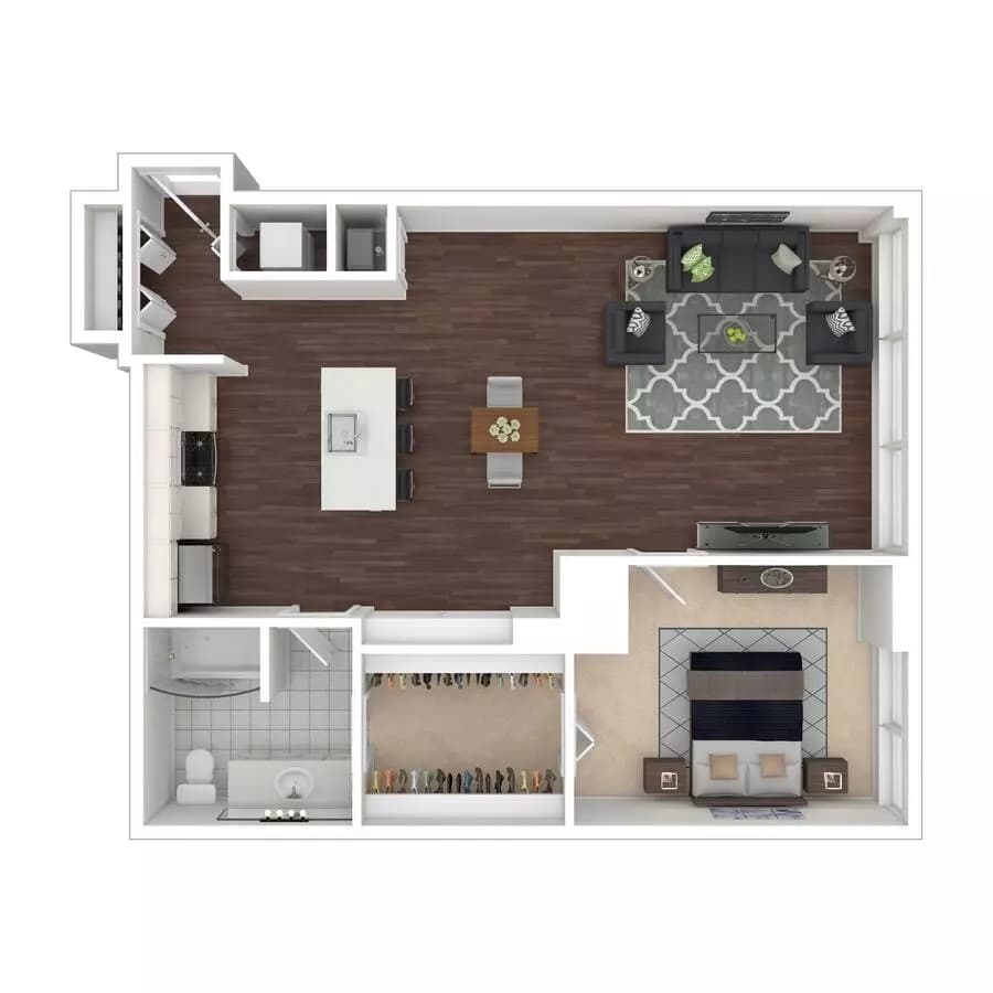 One Bedroom One Bath Large a8.1 905 floor plan