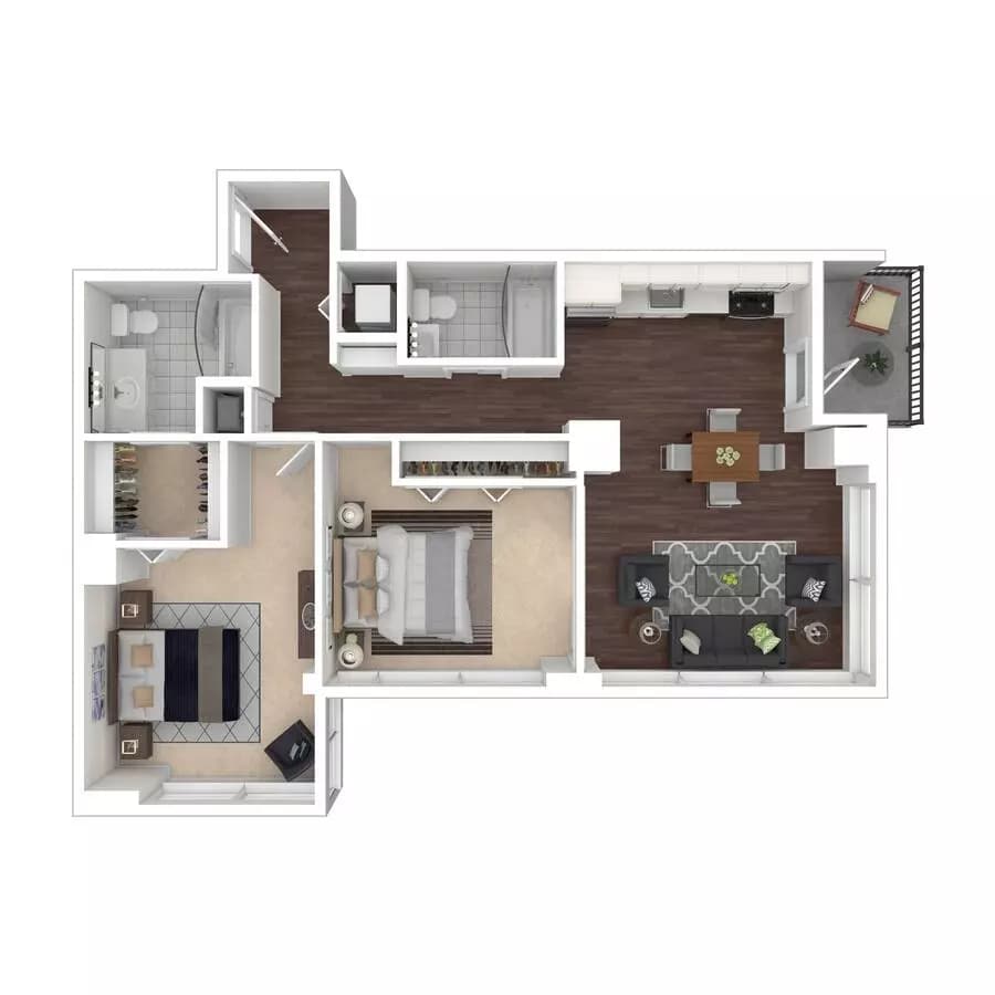 Two Bedroom Two Bath b4.2 3001 floor plan