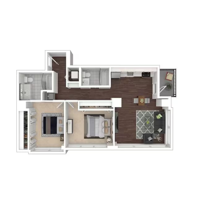 Two Bedroom Two Bath b2.2 1901 floor plan