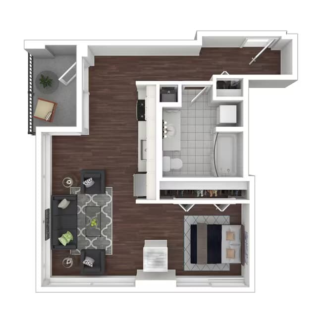 Urban One Bedroom e6.1 1010 floor plan
