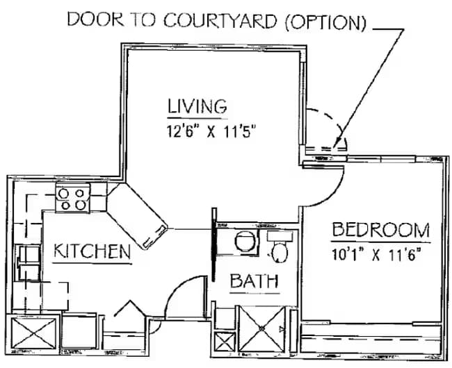 1 Bed 1 Bath 227 floor plan
